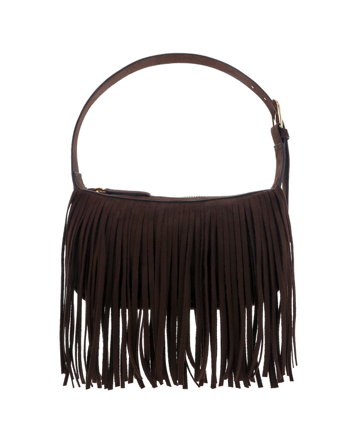 QUINN SHOULDER BAG - DARK CACAO SUEDE-Handbags-Billini-BILLINI USA