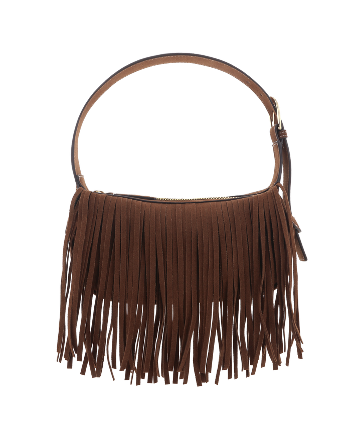 QUINN SHOULDER BAG - DARK CACAO SUEDE-Handbags-Billini-BILLINI USA