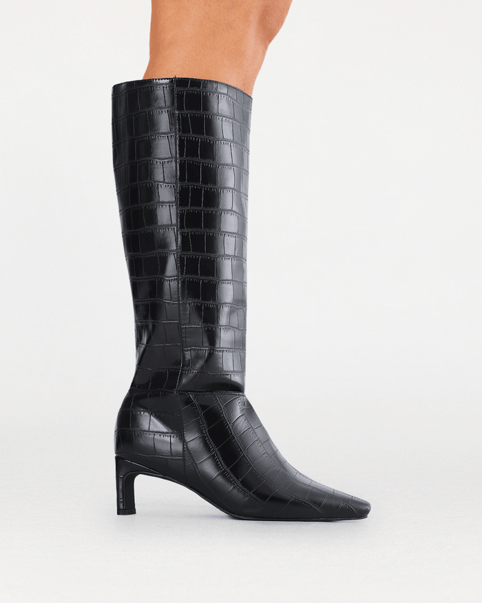 ROCKY EXTENDED CURVE - BLACK CROC-Boots-Billini-BILLINI USA