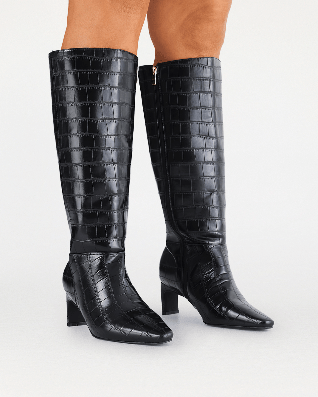 ROCKY EXTENDED CURVE - BLACK CROC-Boots-Billini-BILLINI USA