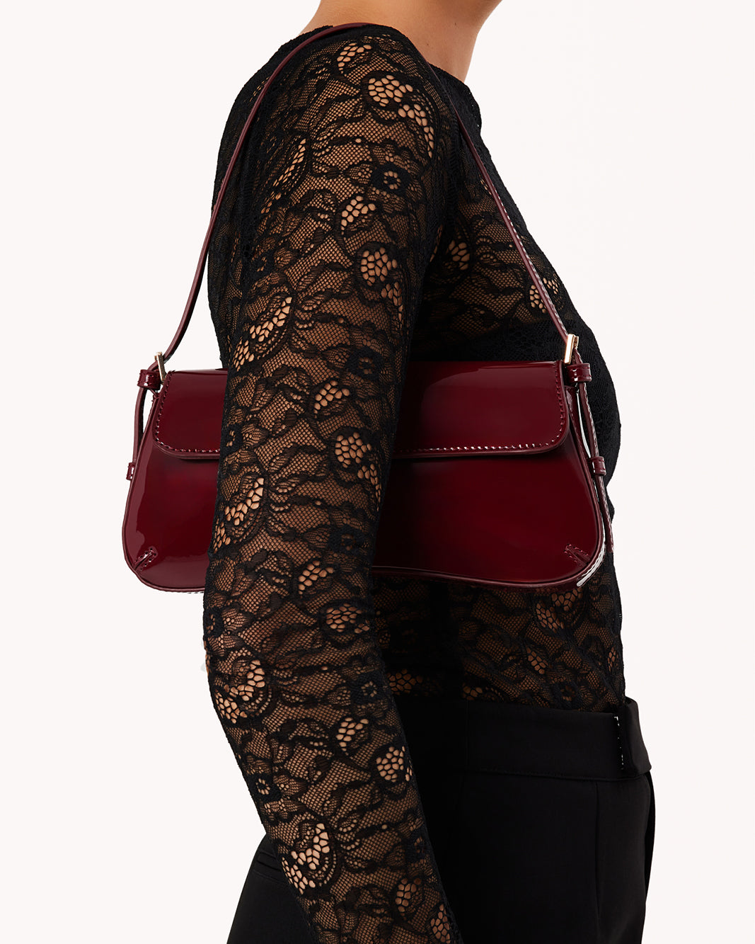 SABELLA SHOULDER BAG - CHERRY PATENT-GOLD-Handbags-Billini-BILLINI USA