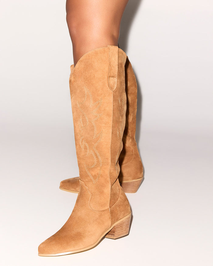 URSON EXTENDED CURVE - DARK TAN SUEDE-Boots-Billini-BILLINI USA