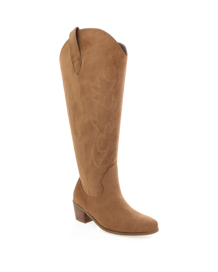 URSON EXTENDED CURVE - DARK TAN SUEDE-Boots-Billini-BILLINI USA