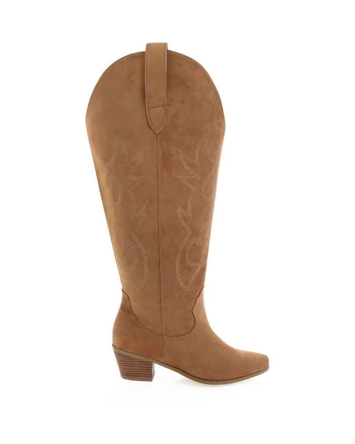 URSON EXTENDED CURVE - DARK TAN SUEDE-Boots-Billini-BILLINI USA