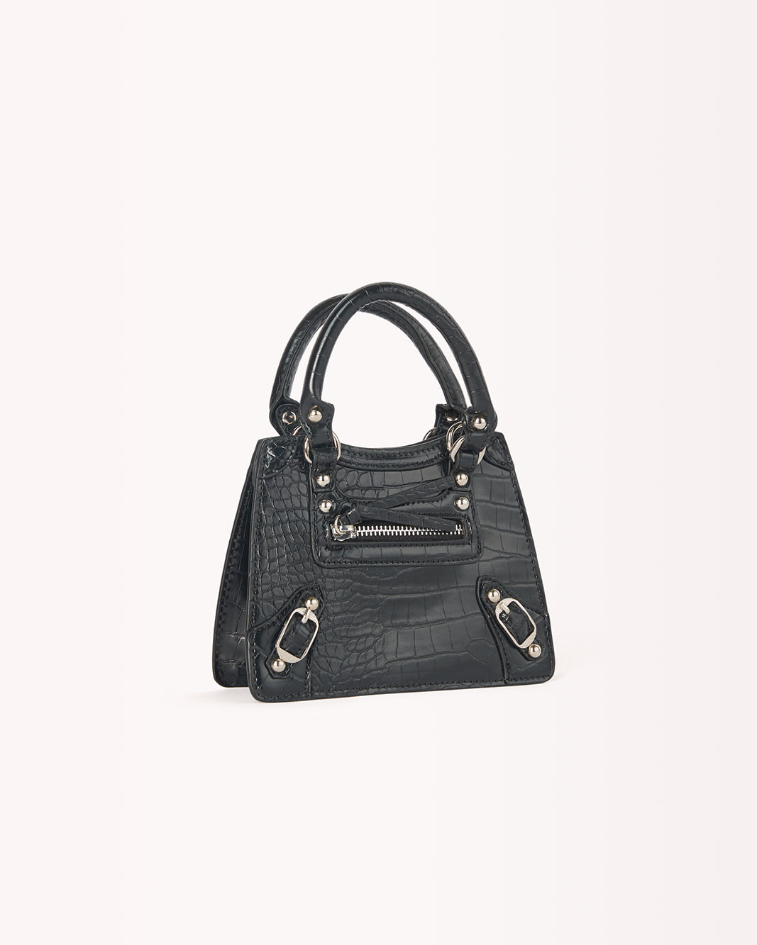 AMBER HANDLE BAG - BLACK CROC-Handbags-Billini--BILLINI USA
