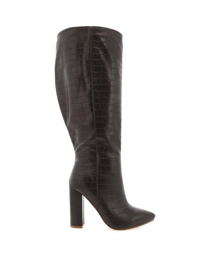 MILLA CURVE - CHOCOLATE CROC-Boots-Billini-BILLINI USA