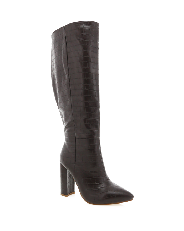 MILLA CURVE - CHOCOLATE CROC-Boots-Billini-BILLINI USA