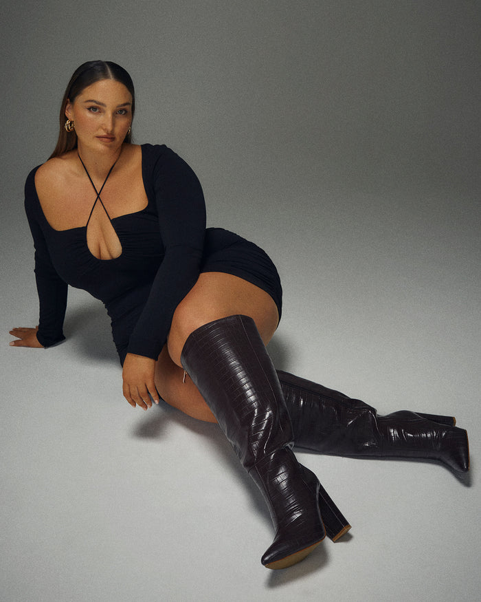 MILLA CURVE - CHOCOLATE CROC-Boots-Billini-BILLINI USA