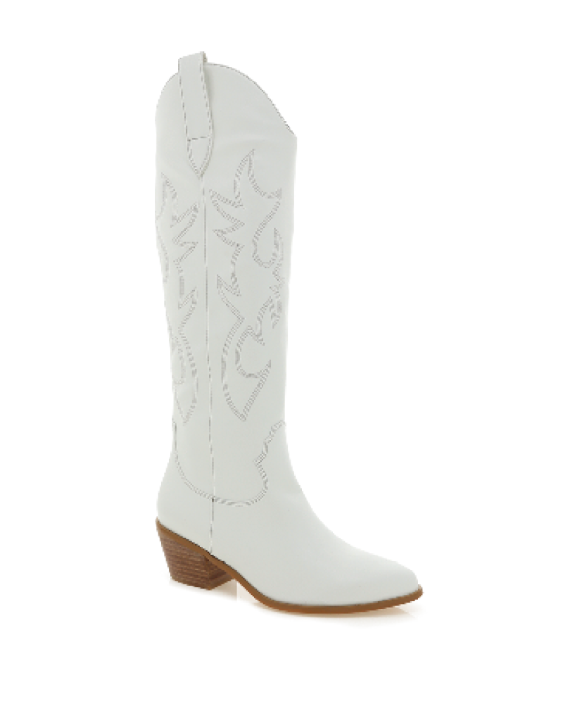 Wide fit white shop boots