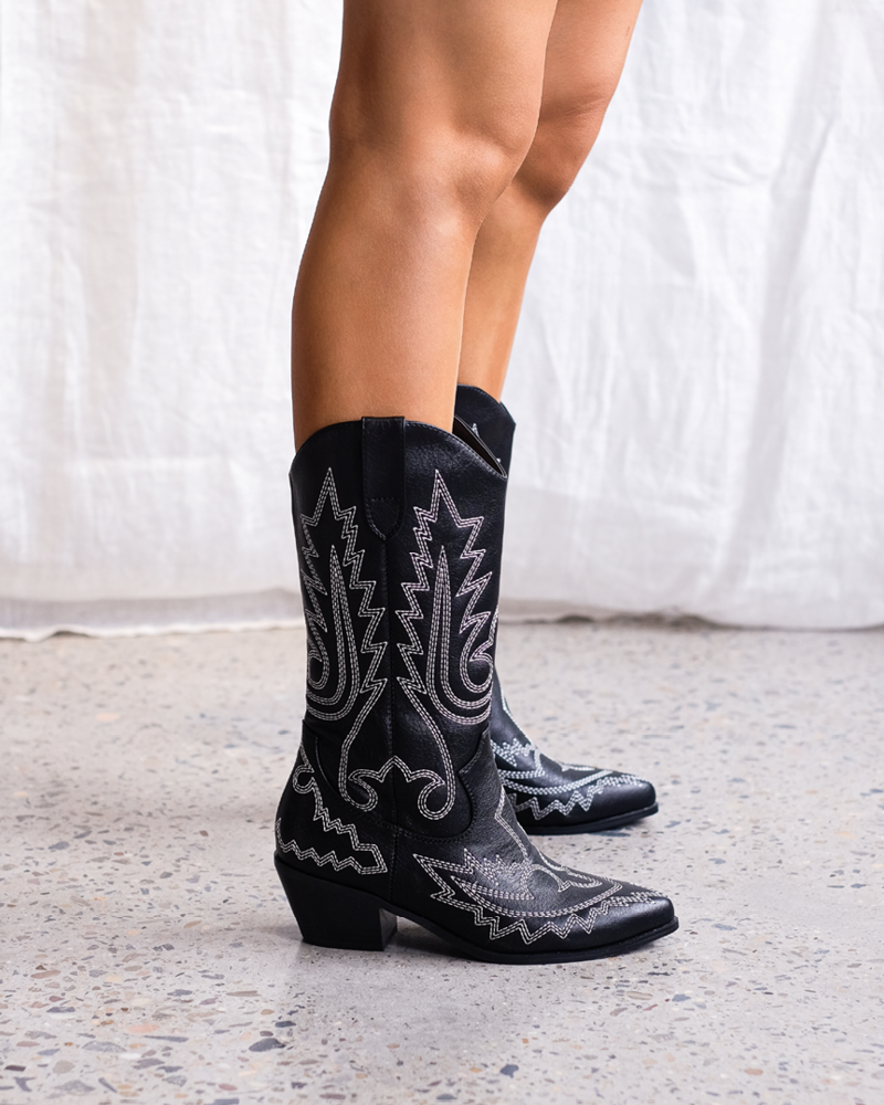 UTICA - BLK-WHT CONTRAST-Boots-Billini-BILLINI USA